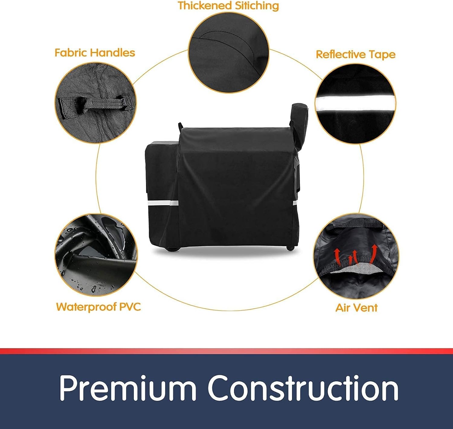 GRISUN Fire Burn Pot, Hot Rod Ignitor, Auger Motor and Grill Induction Fan Kit Replacement Parts, Pellet Grill Cover for Traeger 34 Series Wood Pellet Grill, Pro 780, Texas Elite 34 Grills