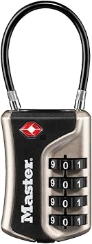 Master Lock 4697EURDNKL Combination Travel Padlock TSA Certified, Nickel, 9,3 x 3,6 x 1,5 cm