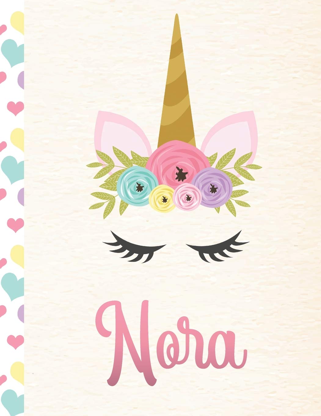 Nora: Personalized Unicorn Sketchbook For Girls With Pink Name - 8.5x11 110 Pages. Doodle, Sketch, Create!