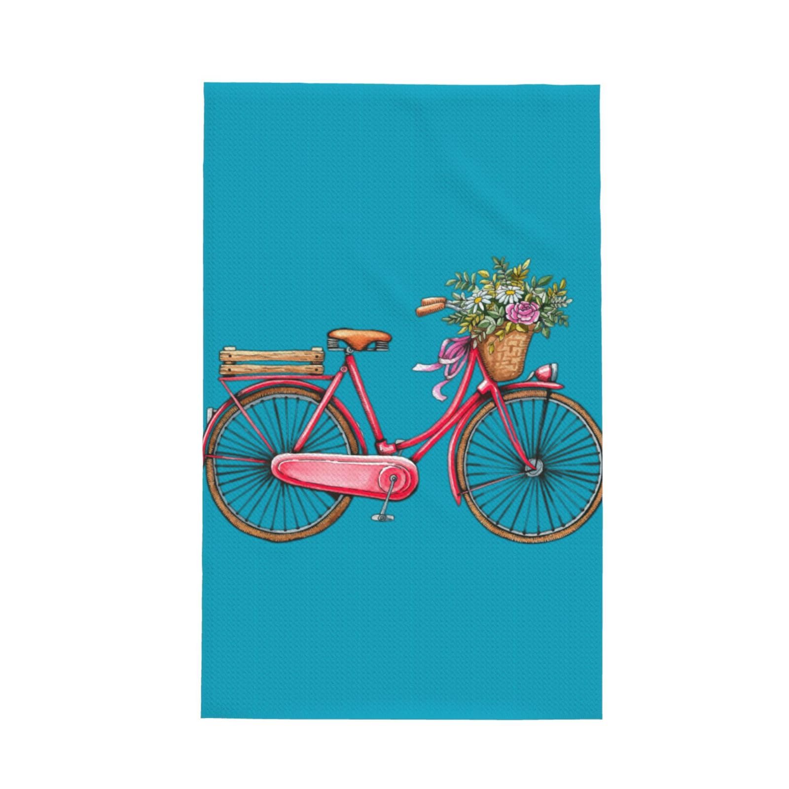 aabkjgfr Bicycle Print Waffle Kitchen Towels,Absorbent Dishcloths,Household Tableware Wipes,Multi-Functional Tea Towels