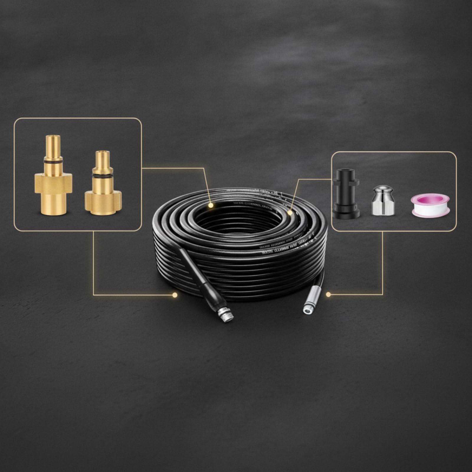 MagiDeal Tubo per Idropulitrice con Kit attatori Completo E Punta per Getto Alta Pressione per Pulizia di Condutture E Canali di Grondaia con Struttura Rinforzata atto per Pulizia Professionale