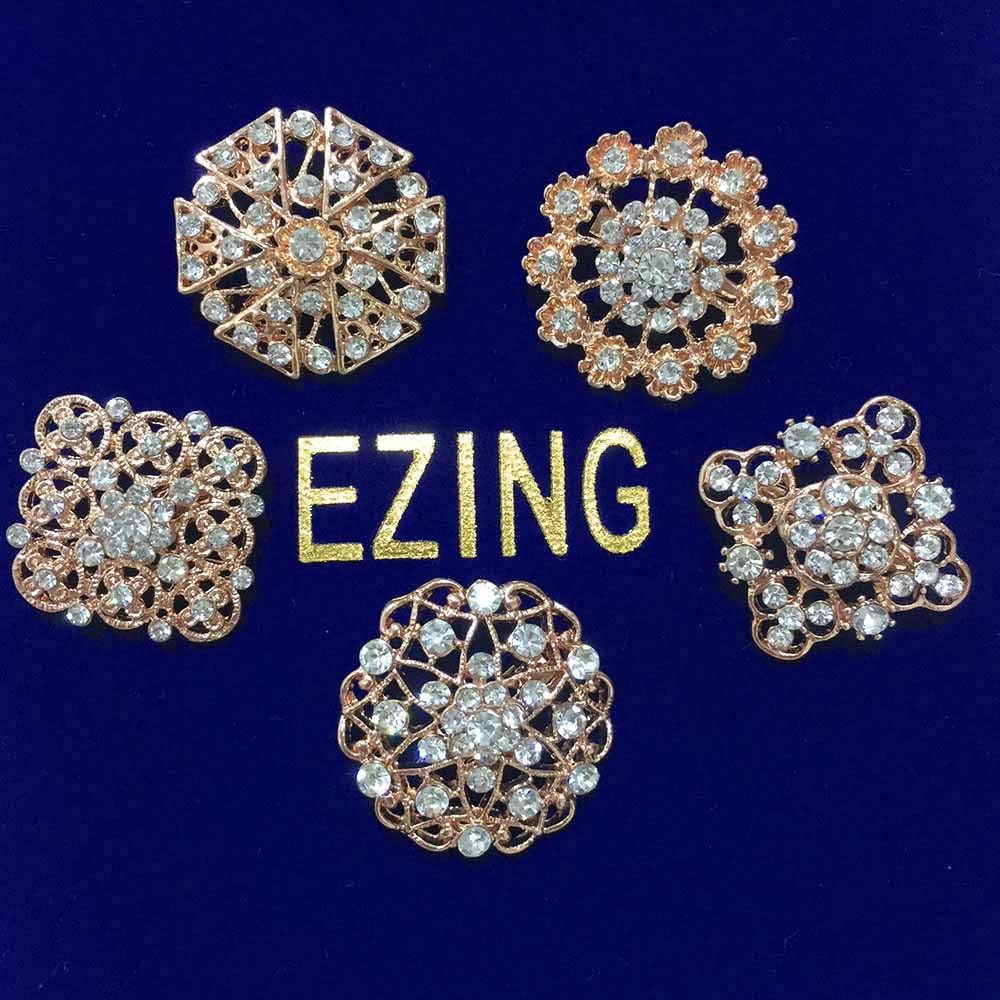 Ezing Lot 24pc Shining Rhinestone Crystal Brooches Pins DIY Wedding Bouquet Kit (J) - Image 9