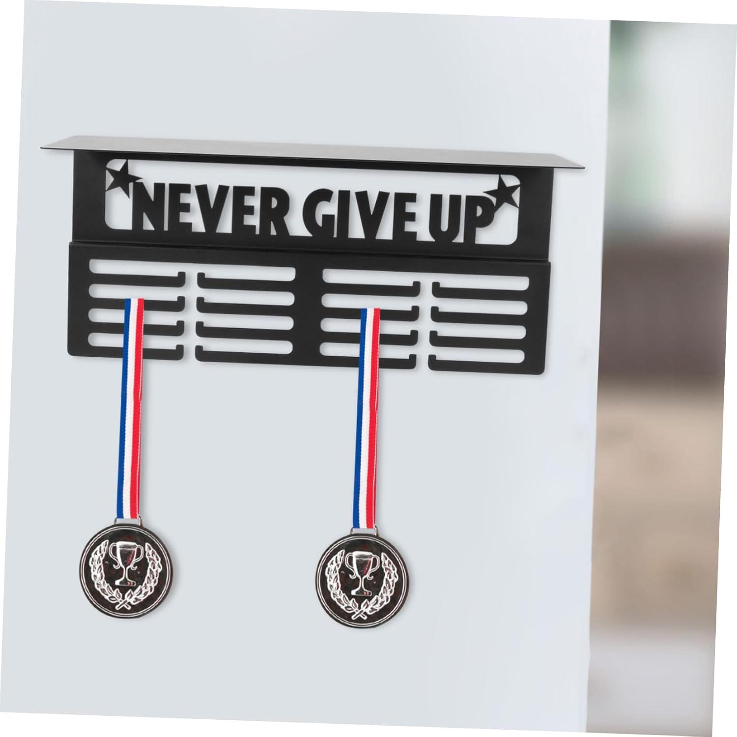 Totority Trophy Medal Display Shelf Hooks Wall-Mounted Medal Holder for Gymnastics Running and Sports Awards for Home Decor and Collection Showcase