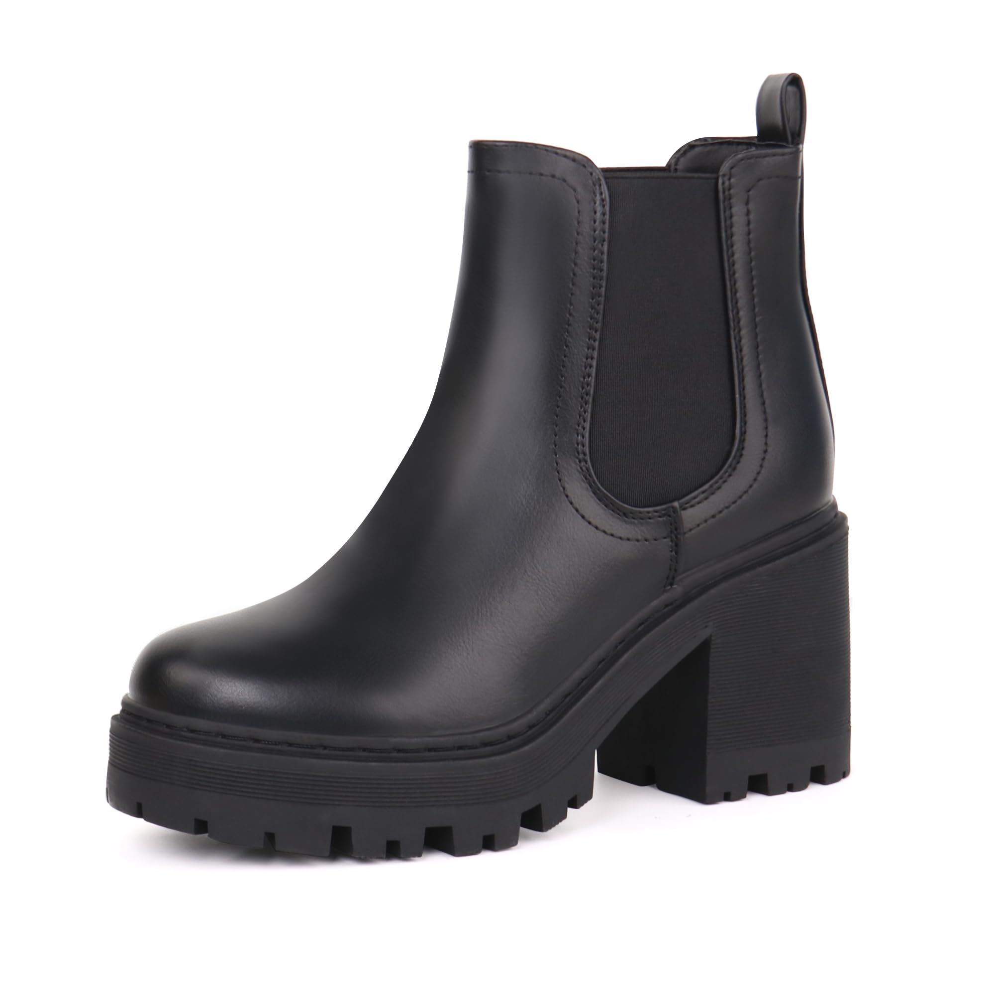 JABASIC Chelsea Boots Damen Stiefel Plateau Klassische Stiefeletten mit Absatz