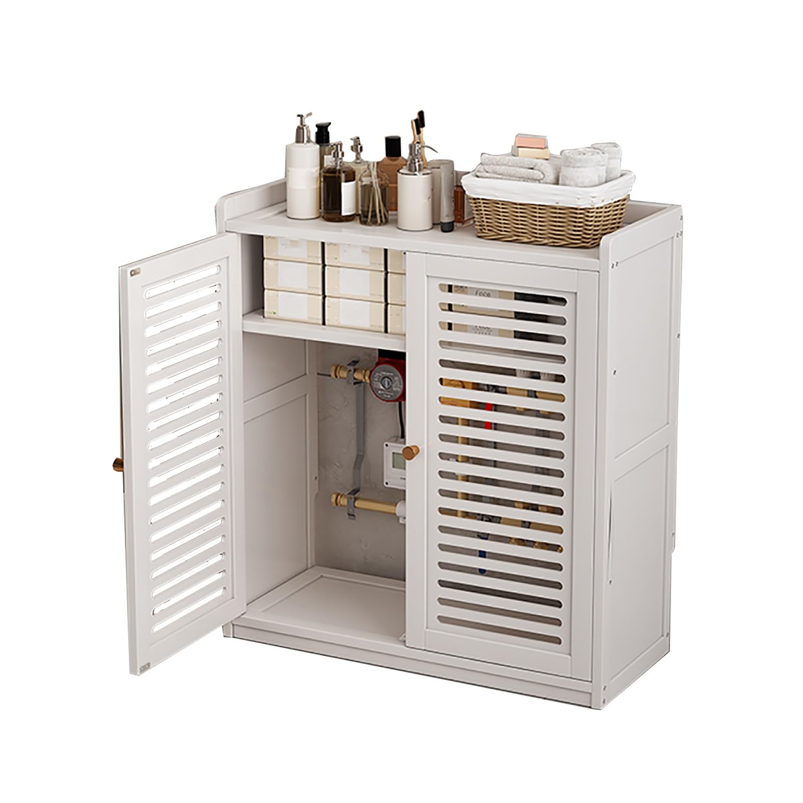 WYHBXD Radiator Cover Cabinet Shelf, Router Covers for Radiators for Home Living Room Bedroom Office Heating Decorative Cabinet(White,Small)