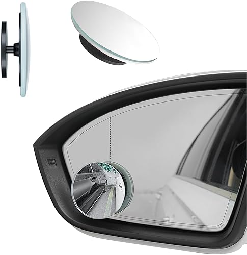 2 espejos de punto ciego, espejo retrovisor lateral redondo de vidrio HD sin marco, espejo retrovisor convexo de gran angular ajustable de 360,