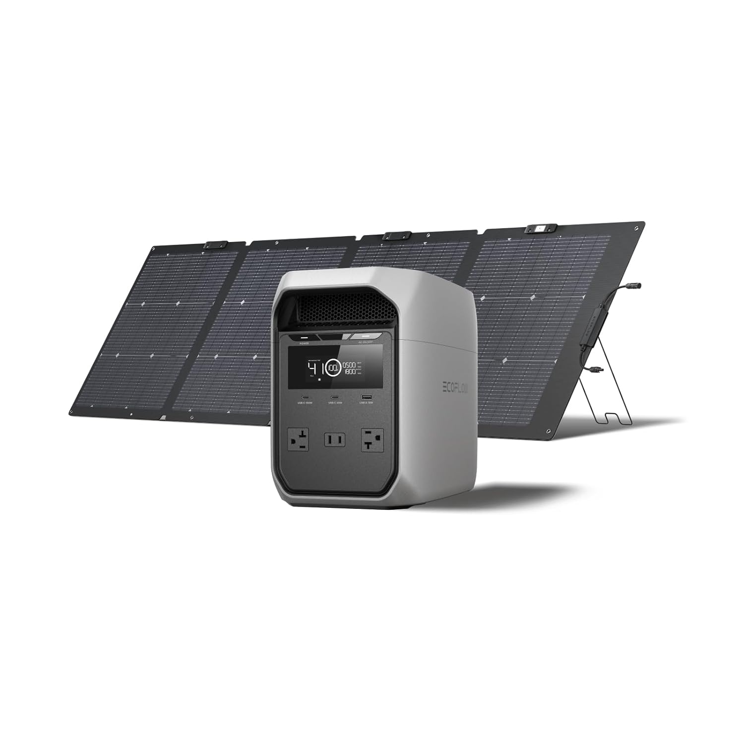 EF ECOFLOW Solar Generator DELTA 3 Classic + 220W Solar Panel, 1024Wh LiFePO4 Battery Portable Power Station, 1800W AC/100W USB-C Output (3600W Surge), 1 Hr Fast Chg