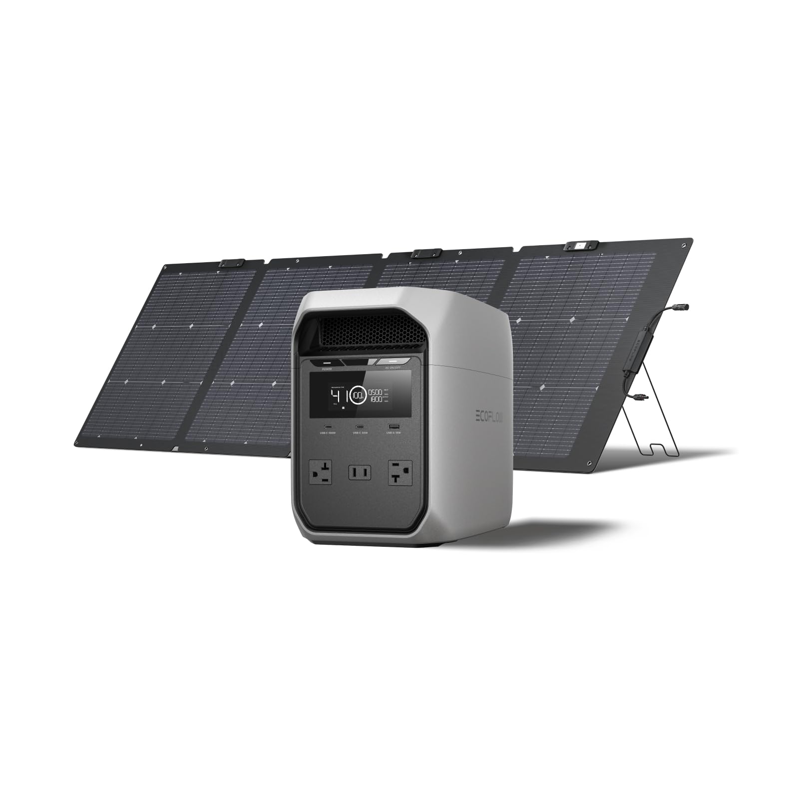 EF ECOFLOW Solar Generator DELTA 3 Classic with 220W Solar Panel, 1024Wh LiFePO4 Battery Portable Power Station, 1800W AC/100W USB-C Output (3600W Surge), 1 Hr Fast Charge for Home, Camping, RV