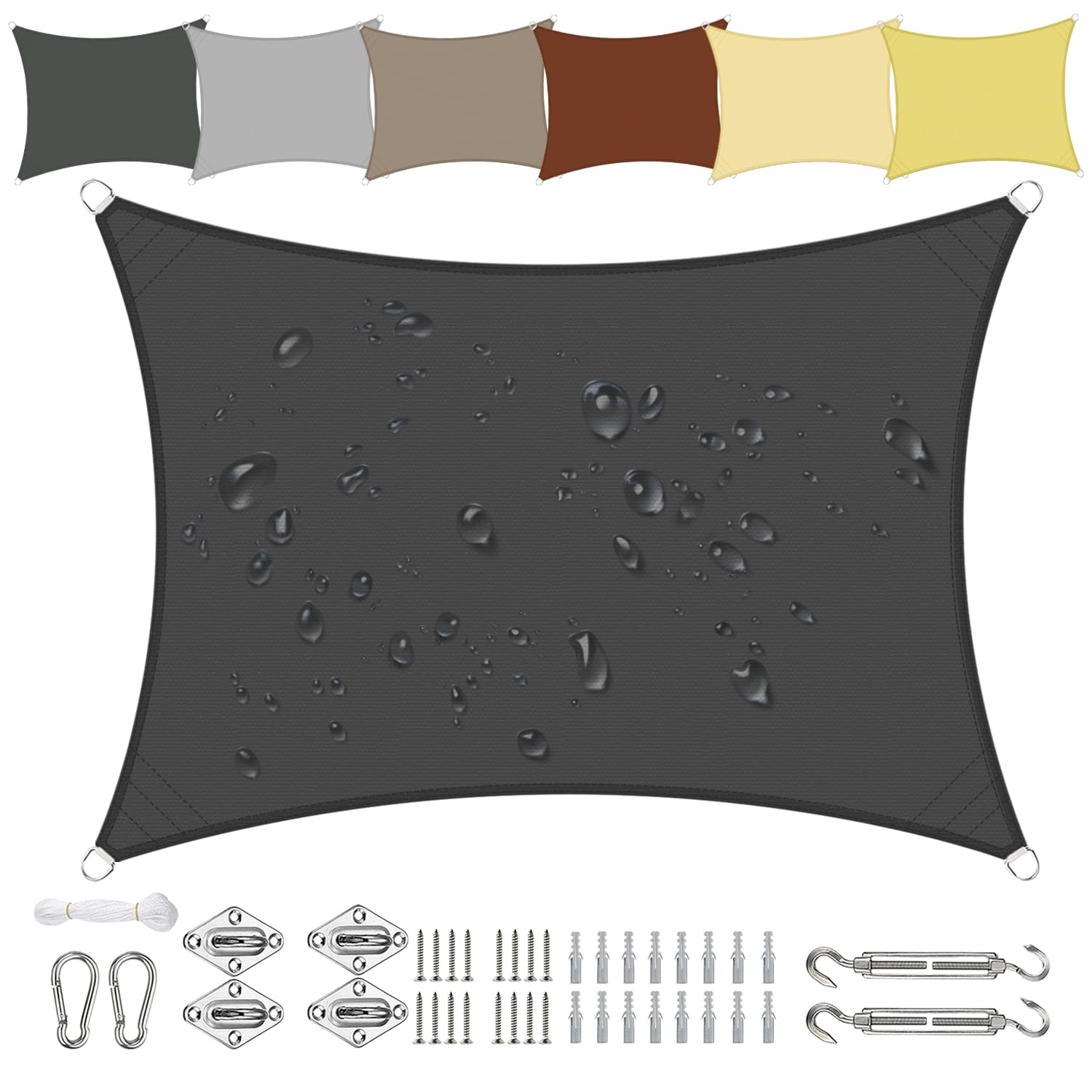 Sichtschutz Rectangle Water Resistant 3.5x5.5M, Sunscreen Canopy, 90% Sunscreen Effect, Fabric Durable, for Outdoor Garden Patio Yard Party - dark gray — image 1