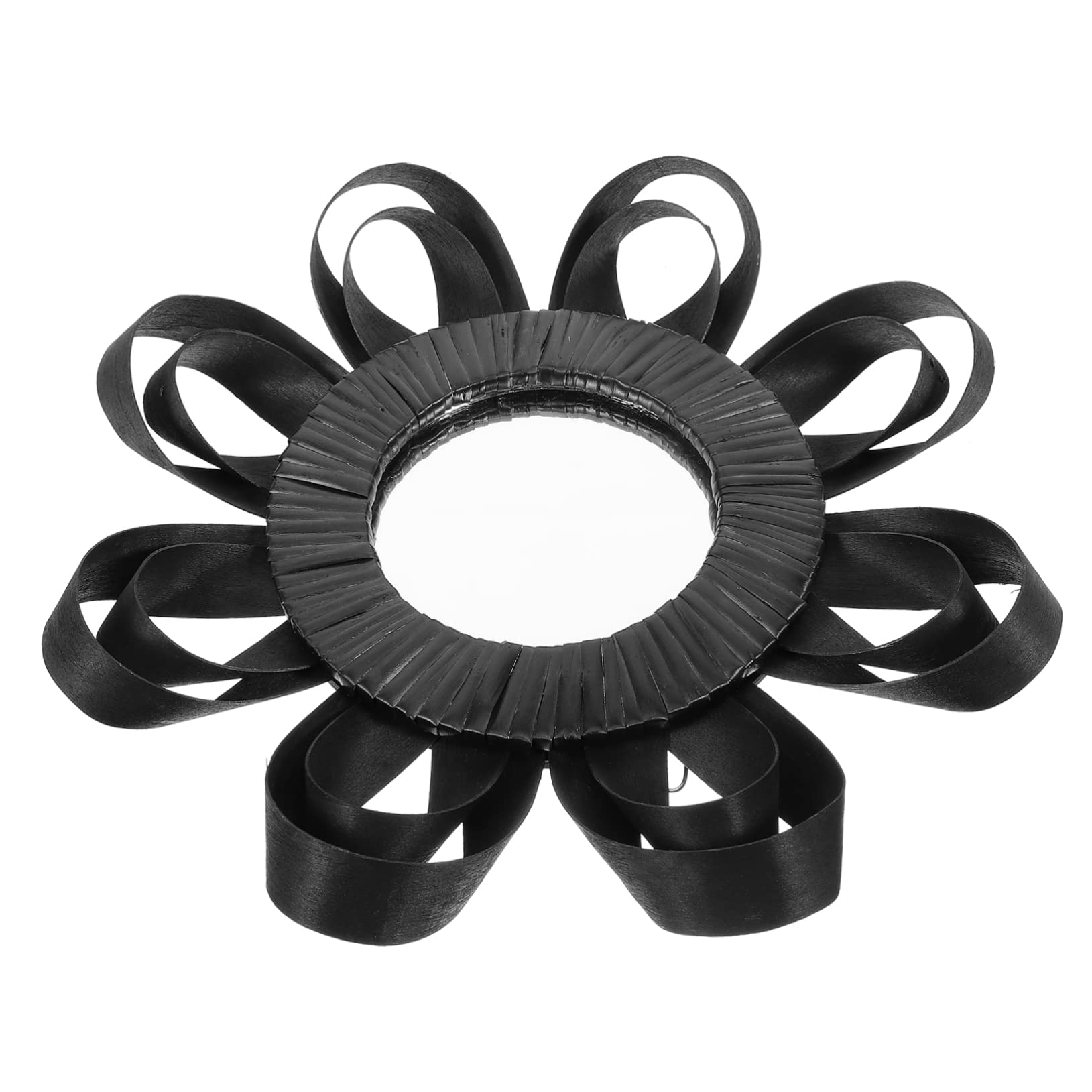 Rattanspiegel Wandspiegel aus Glas und Holz in Schwarz