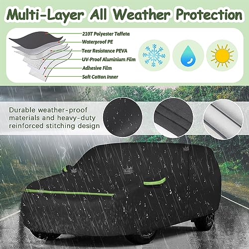 Car Cover for 2007-2026 Chevrolet Tahoe/Cadillac Escalade/GMC Yukon, 6 Layers Heavy Duty Waterproof Sun Rain UV Dust Snow Protection Outdoor Tahoe Car Cover with Cotton Lining and Zipper Door-Black by BETERNY - Image 2