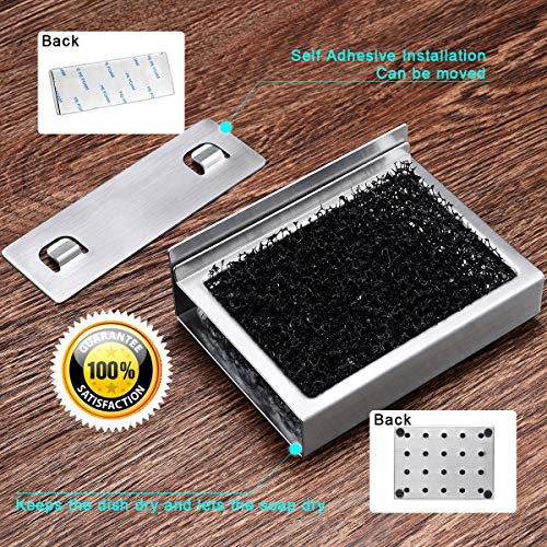 KONE Stainless Steel Soap Holder & Removable Shower Soap Dish Adhesive on Wall - Thumbnail 2