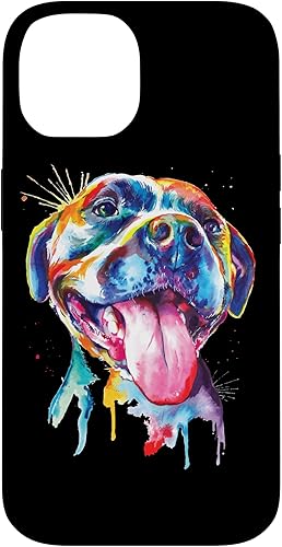 iPhone 14 Pitbull - Estuche de regalo de raza de perro colorido artístico con diseño de animales