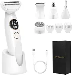 Depilador Eletrico Feminino, Barbeador Elétrico Feminino, Barbeador Feminino, 5 em 1, IPX7