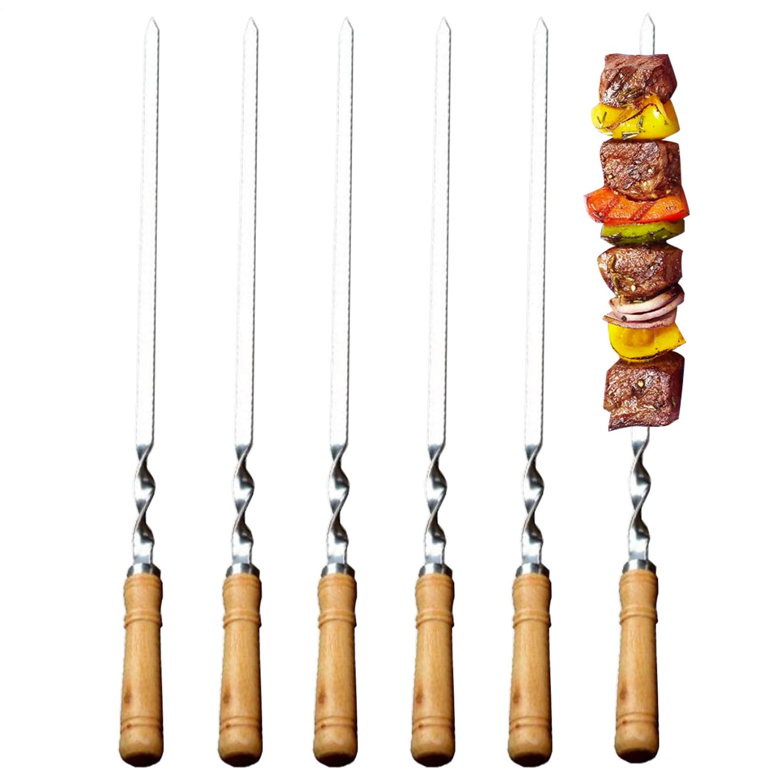 Brochettes plates en acier inoxydable anti-rotation pour viande et légumes