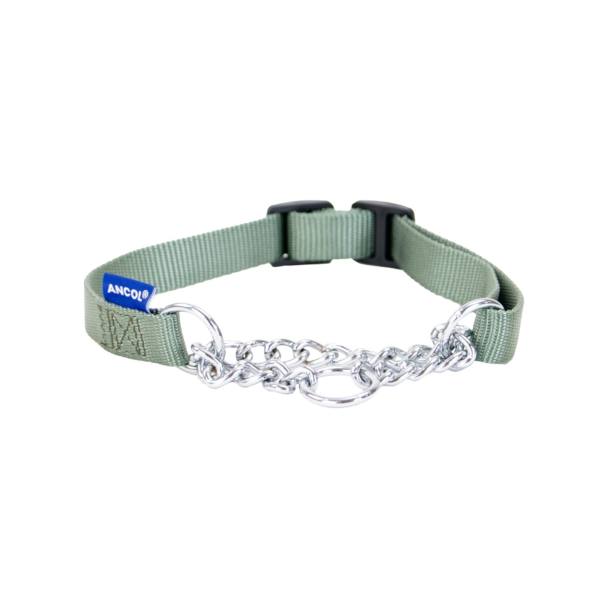 Ancol Obedia Nylon and Chain Dog Collar, 45-60cm, Size 4-7