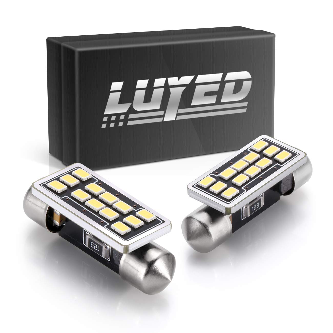 LUYED 2 X 680 Lumens Extremely Bright 3020 12-EX Chipsets 1.4 inches 36mm 6418 DE3423 DE3425 LED Bulbs Used For Dome light,Xenon White