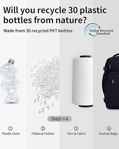 Miniatura 7 de ECOHUB Mochila de viaje Mochila de transporte, Negro-3, Mochilas de viaje