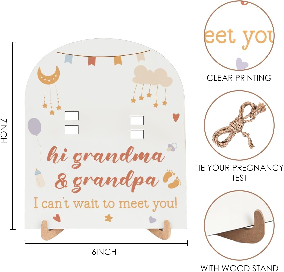 Baby Announcement for Grandma Grandpa Surprise Pregnancy Announcement Ideas Baby Reveal for Grandparents Gifts Newborn Pregnancy Test Announcement Wooden Sign - Image 2