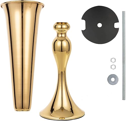 Miniatura 7 de Juego de 2 jarrones de trompeta de metal para centros de mesa, celebración de aniversario, boda, fiesta, cena, centros de mesa, decoraciones de