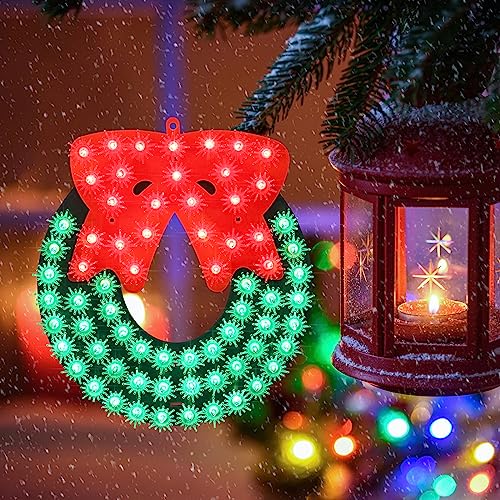 Lighted-Wreath-Christmas-Window-Silhouette-Decoration Lighted Wreath Christmas Window Silhouette Decoration