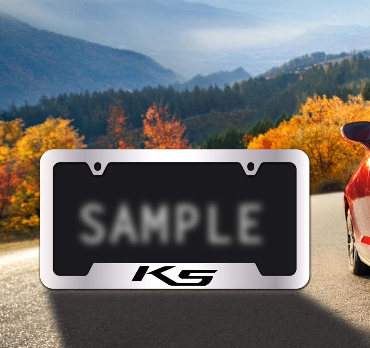Kia K5 License Plate Frame Chrome Plated Metal Bottom Notched 2-Hole