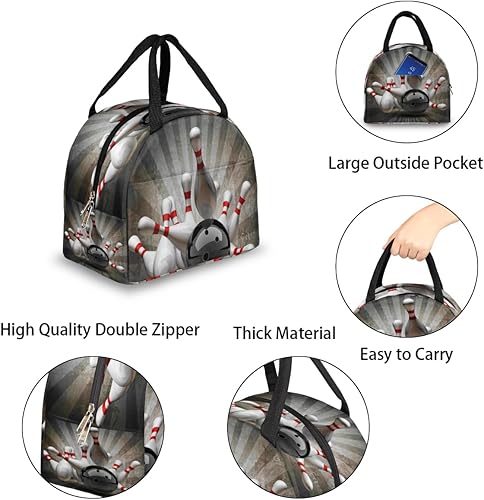 Miniatura 5 de Bolsa de almuerzo con bola de boliche, lonchera aislada para hombres y mujeres, bolsa de almuerzo a prueba de fugas, bolsa de preparación de