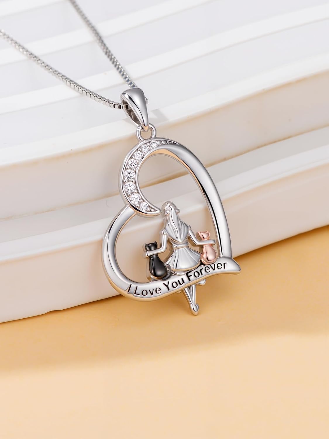 JKR Cat Gifts for Women Sterling Silver Cat Necklace Pendant Women Jewelry Valentines Day Gifts for Her Sister Wife Mom Girlfriend - Image 2