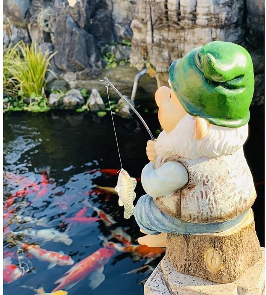 Krasnal wędkarski ogrodowa statuetka ogród na zewnątrz trawnik ozdoba dekoracja