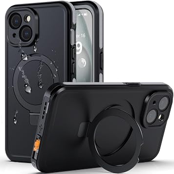 iPhone 15 Case, Waterproof, Full Protection, Shockproof, Multi-Functional Stand, MagSafe Compatible, Shock Absorbing, Snowproof, Dustproof, Thin, Anti-Slip, Face Identification, Suitable for Rainy Days, Baths, etc