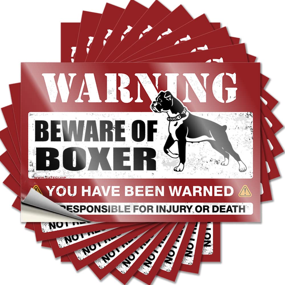 Sticker Porch Decorations Custom Stickers, Sweet Waterproof Beware of Boxer for Hydro Flask | Vintage Vinyl Decals for Surf Holiday Gift(12X18CM)