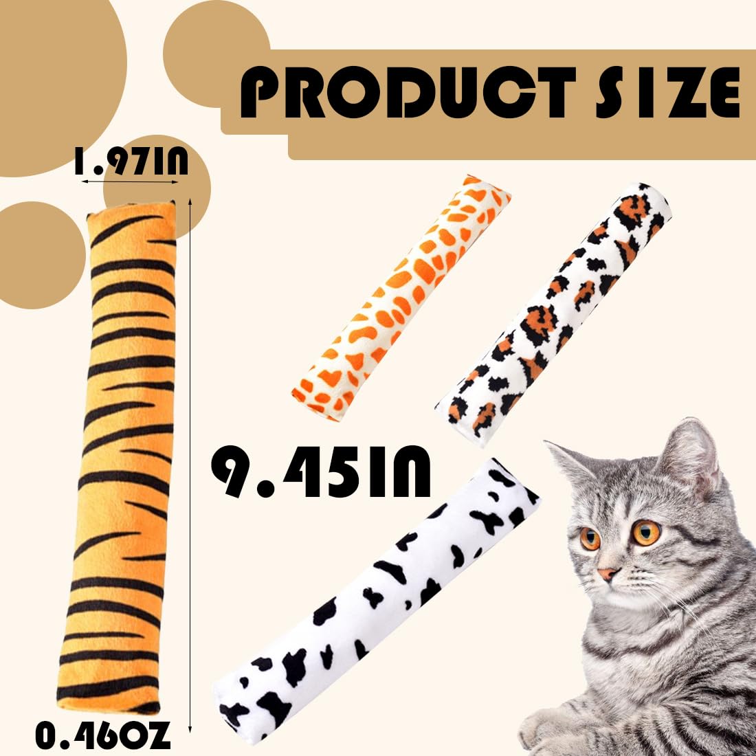 4 Pezzi Peluche per Gatti, Giocattolo Catnip per Gatti, Cuscino in Valeriana, Giocattolo della Peluche di Menta del Gatto, Giocattoli Interattivi per Gatti con Erba Gatta（24 * 5 * 3 cm）