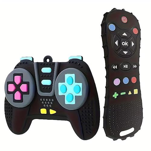 AALFA Juguete de Dentición para Bebés, Control Remoto de TV Suave + Forma de Máquina de Juego, Set para Masticar, Desarrollo Intelectual, Juguete