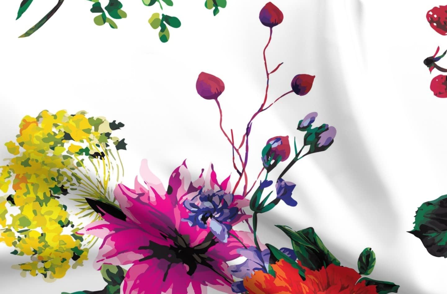 Spoonflower Fabric - Floral Fantasy Bouquet Flowers Large Rose Peony Hydrangea Red Blue Printed on Upholstery Velvet Fabric Fat Quarter - Upholstery Home Decor Bottomweight Apparel