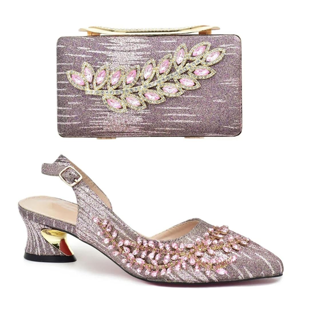 Luxuriöses italienisches Schuhbeutel-Set für Damen, verziert mit Strasssteinen, afrikanische Hochzeit, Schuhbeutel-Set