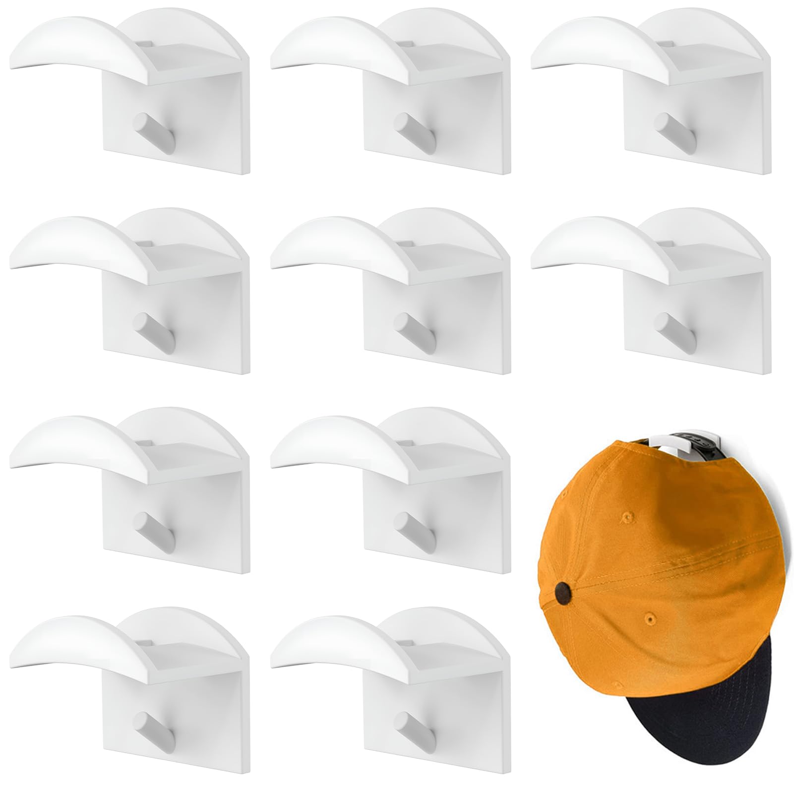 AONAYO 10 StüCk Cap Halter,Selbstklebend Cap Halterung Wand,Ohne Bohren,Wandmontage Cap Aufbewahrung,Weiß Kappenhalter,Passend FüR Basecap Halterung Wand,Zimmer,Wohnraum,TüReingang. Küche, Haushalt & Wohnen