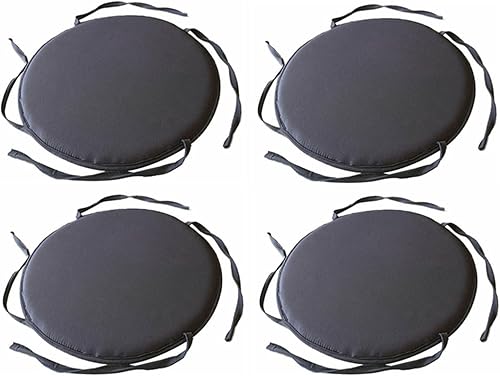 Miniatura 1 de Juego de 4 cojines para sillas de interior y exterior, cojines de asiento redondos con lazos, cojines redondos para sillas de comedor, cojines de