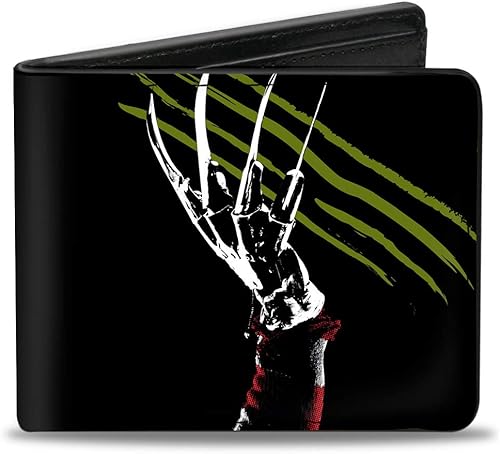 Miniatura 6 de Buckle-Down Billetera de películas de terror para hombre, diseño de pesadilla en Elm Street, logotipo rascador a mano, piel vegana, Freddy Krueger,