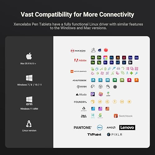 Miniatura 6 de XENCELABS Tableta de dibujo pequeña, tableta gráfica inalámbrica portátil, tableta ultrafina con 2 lápices ópticos sin batería, 8192 niveles de