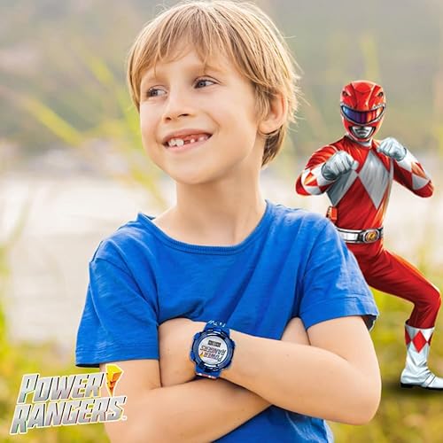 Miniatura 4 de Power Rangers - Reloj para niños, bisel iluminado con luces giratorias, pantalla LCD, fácil de leer, correa de plástico ajustable, perfecto para