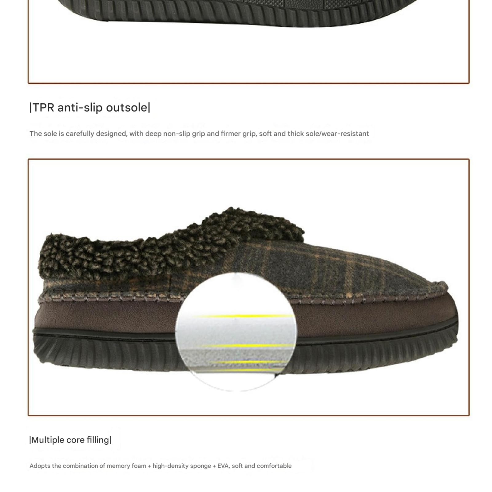 Pantofole Donna Pantofole di Cotone di Grandi Dimensioni da Uomo Autunno E Inverno Calde Pantofole Traspirabili-nero-44-45