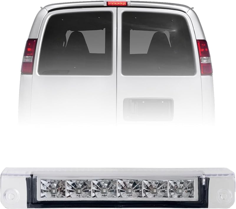 Luz de freio elevada QLLUYTR com LED e efeito estroboscópico para Chevy Express e GMC Savana 2013–2017 – 1 unidade