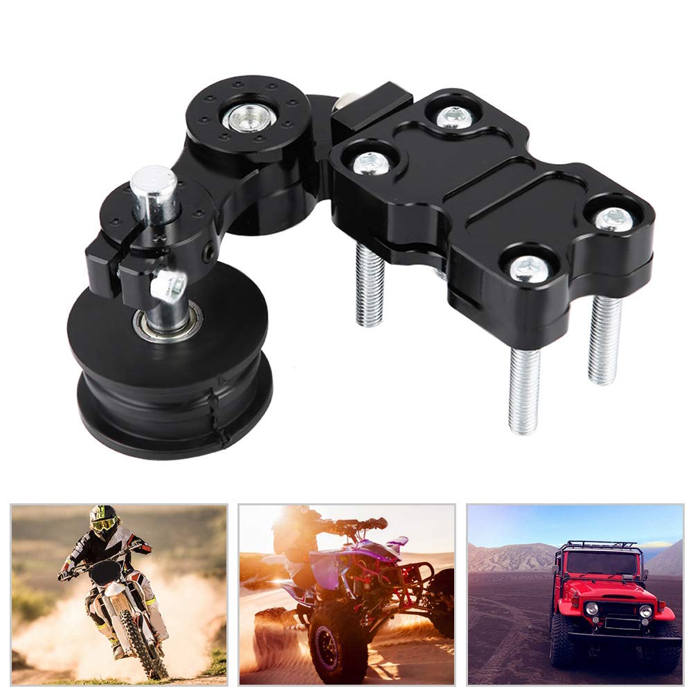 Qiilu tendeur de Chaine Moto Gold Tendeur de Chaîne en Aluminium pour Moto Boulon de Réglage Automatique sur L'outil de Rouleau Tendeur de Chaîne de Vélo Noir (Noir)