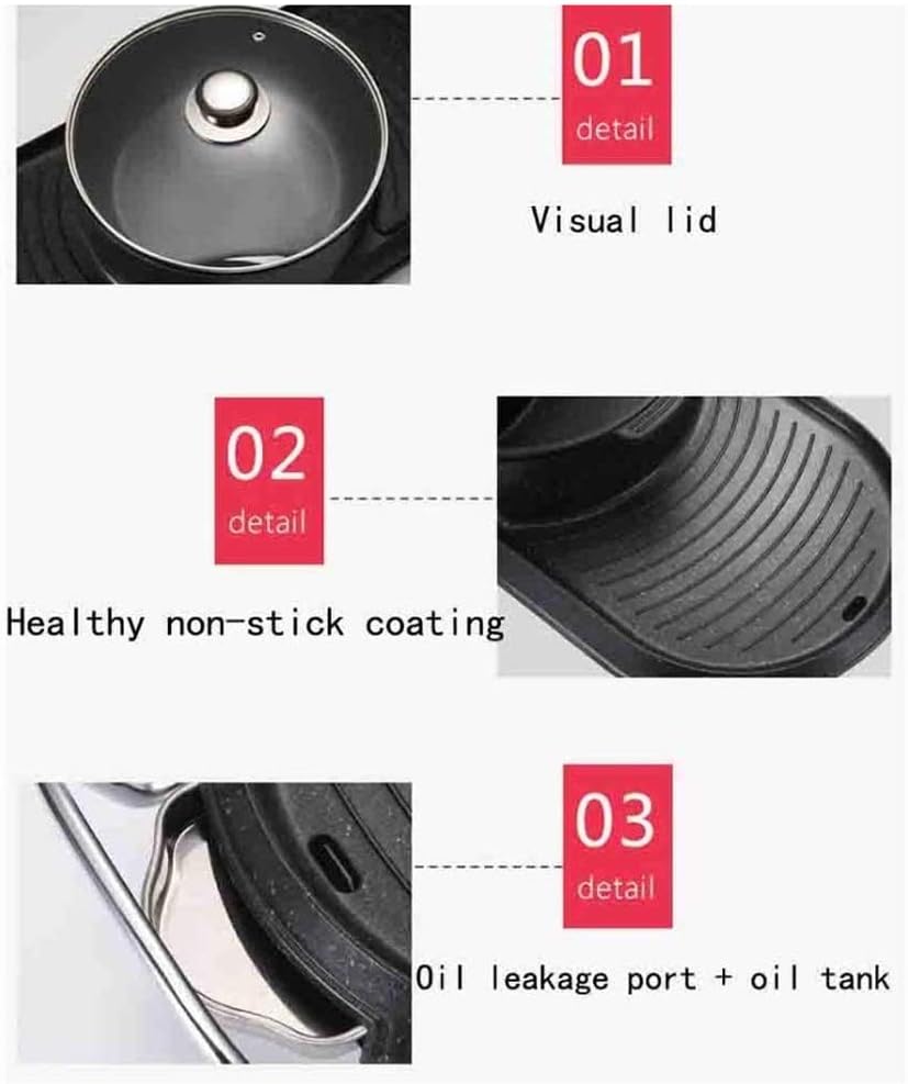 Multifunctional Teppanyaki Grill/Pot with Divider Separate Temperature Contral, Capacity for 8 Family Gatherings