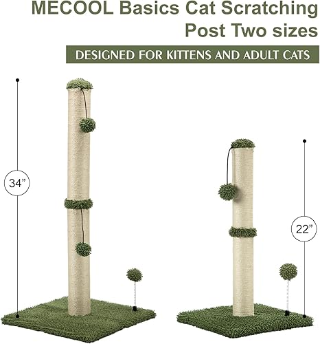 Miniatura 6 de MECOOL - Post Premium Basics - Poste para rascar para gatos de 22 pulgadas de alto, de sisal, con pelota colgante, para gatitos o gatos más