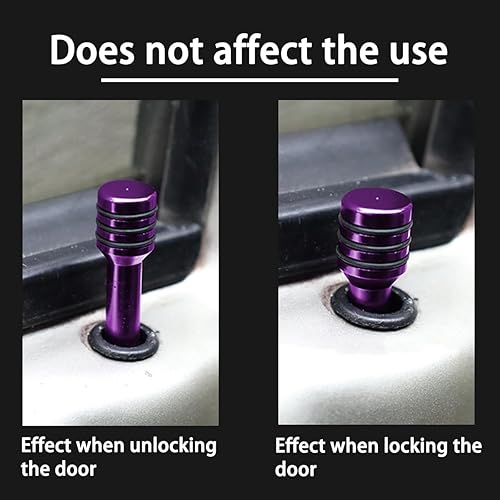 Miniatura 4 de BESULEN 8 pomos de bloqueo de puerta de automóvil, cubiertas de bloqueo automático de aleación de aluminio, perillas de bloqueo interior automotriz,