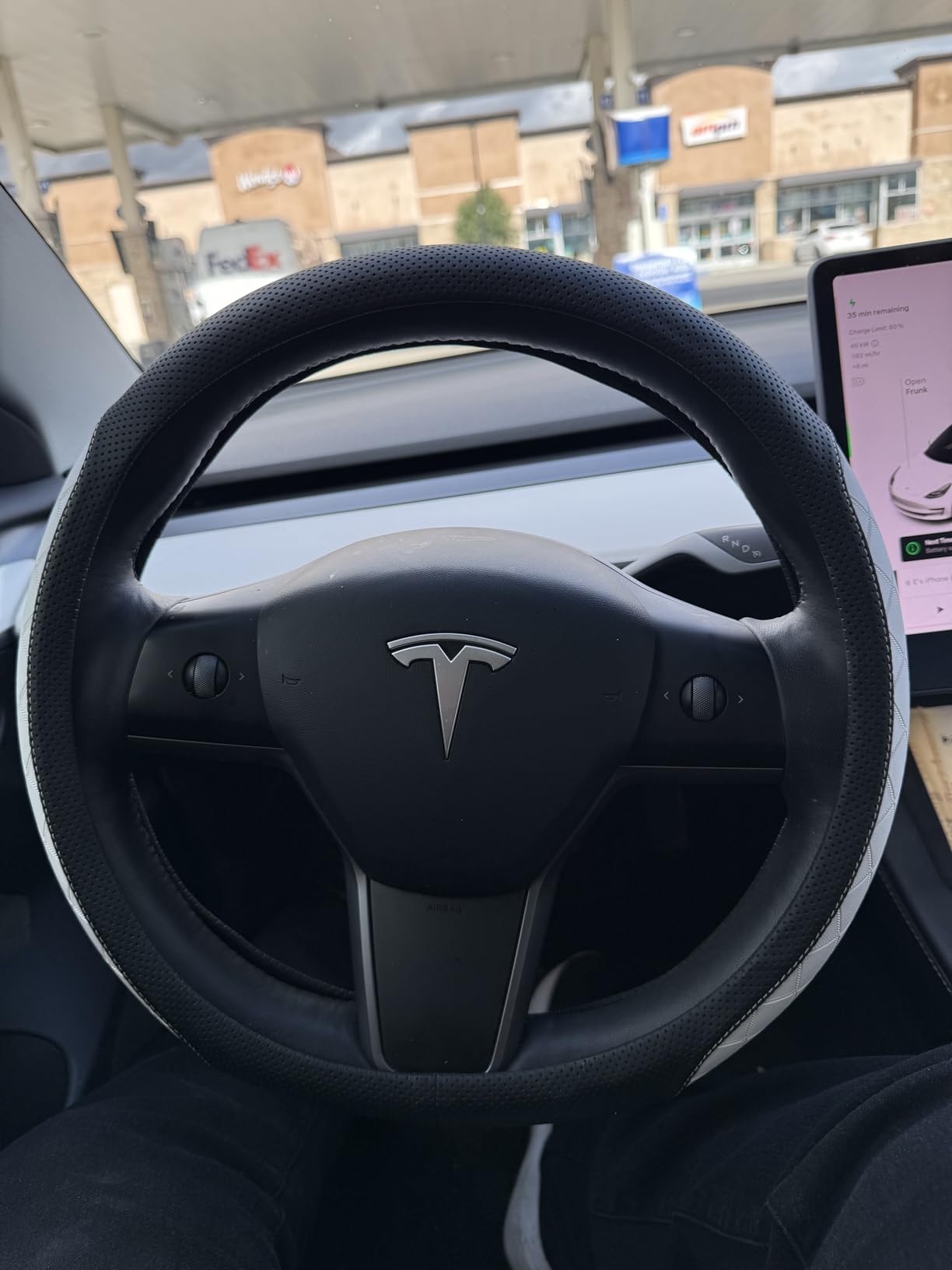Tesla Model Y & Model 3 Nappa Leather Steering Cover – Non-Slip (2017–2026)