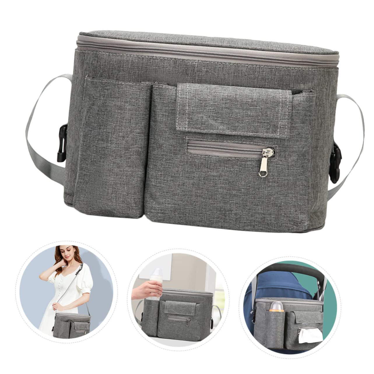 SUPVOX Hanging Pouch for Baby Supply Pouch Waterproof Diaper Bag Stroller Baby Supply Zippered Closure