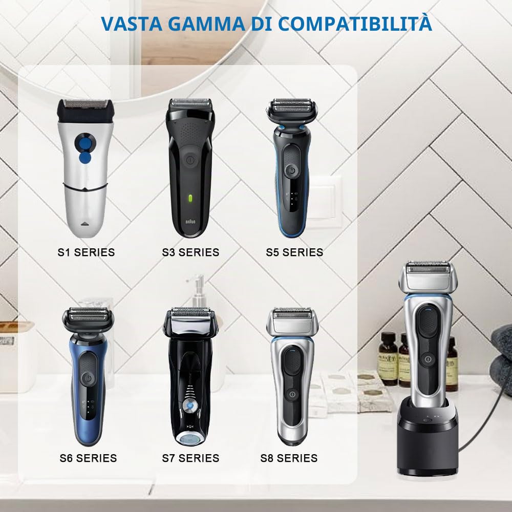12V 0.4A Caricabatterie per Braun Rasoio Elettrico Serie 9 7 5 3 1 9-725 9-890 9-105 5541 9467cc 51-B1820s 71-S7200cc 190s-1, Cavo di Ricarica per Braun Tosatrice Sostituzione Cavo di Alimentazione