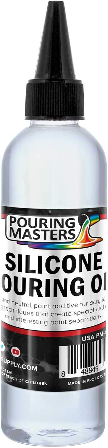 U.S. Art Supply 6-Ounce Silicone Pouring Oil - 100% Silicone Oil Pouring Medium for Acrylic Paint, Clear, Odorless Cell Creation Medium